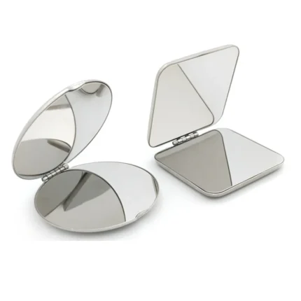 1pcs Portable Women Stainless Steel Makeup Mirror Hand Pocket Folded-Side Cosmetic Make Up Mirror Small Various Shapes - Image 4