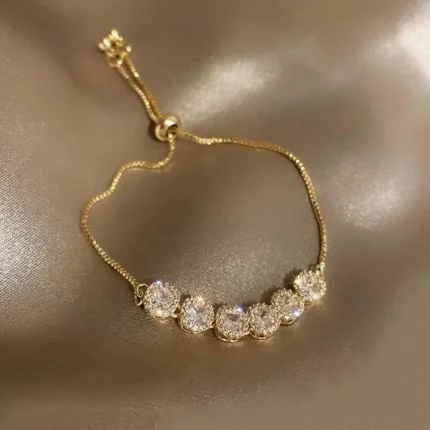 Geometric Smooth Rhinestone Chain Five Leaf Grass Flower Adjustable Bracelets for Women Fashion Jewelry Minimalist Accessories - Image 22