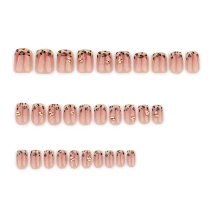 30pc French Maillard Leopard Prints Nails French European Square Press-Ons Fashion Short Length & Mix Sizes - Image 3