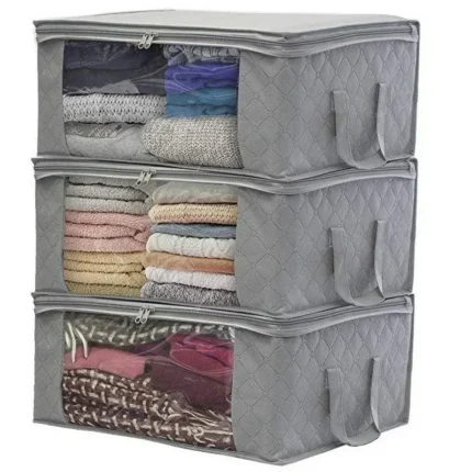 Dustproof Storage Bag with Zipper Transparent Folding Clothing Storage Box Multi-function Organizer Non-Woven Dust-Proof Bags - Image 8