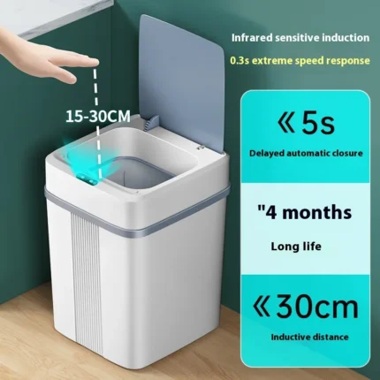 NEW 10-12L Intelligent Induction Trash Can Bathroom Kitchen Bedroom Living Room Crack Trash Can Intelligent Induction Trash Can - Image 5