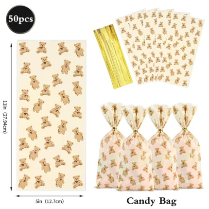 Cute Teddy Bear Disposable Tableware Set Plates Napkins Kids Bear Birthday We Can Bearly Wait Baby Shower Party Decors Supplies - Image 20