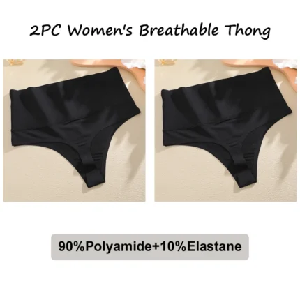 FINETOO 2Pcs Women Waffle Bodysuit Shapewear Sexy High Waist Panties Tummy Control Thongs Female Breathable Slimming Underwear - Image 13