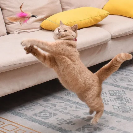 Funny Interactive Cat Toys Silica Collar Feather Teaser Stick With Bell Kitten Playing Teaser Wand Training Toys Pet Supplies - Image 3