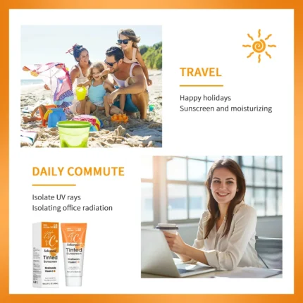 SPF40 Tinted Moisturizing VC Sunscreen Skin Protection Refreshing Makeup Sunscreen Cream UV Anti-aging Resistance Sunscreen - Image 3