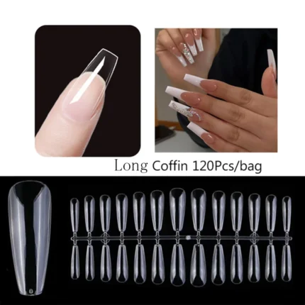 120pcs/Bag Press on Nails Coffin Nail Tips clear Full Cover Fake Nail Artificial Press on Long Ballerina - Image 11