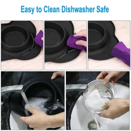 Antislip Double Dog Bowl With Silicone Mat Durable Stainless Steel Water Food Feeder Pet Feeding Drinking Bowls for Dogs Cats - Image 3