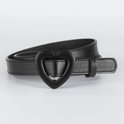 New Love Heart Button PU Needle Buckle Thin Waist Belt with Casual Decoration Paired High-end Unisex Girls's Belts for Children - Image 6