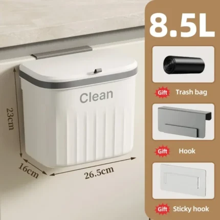 Hanging Trash Can With Lid Countertop Can Kitchen Garbage Basket Wastebasket Waste Bin Home Large Capacity Wall Mounted Trash - Image 10
