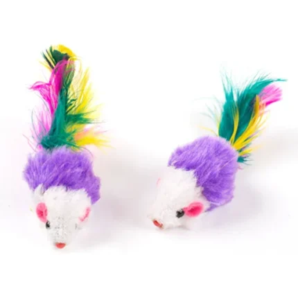 Cat Toys Interactive Cute Soft Fleece False Mouse Colorful Feather Funny Playing Training Toys For Cats Kitten  Pet Supplies - Image 6