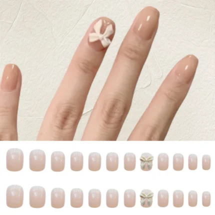 24PCS Short Silver Blue Star Moon Fake Nail Finished Product Full Cover Acrylic Removable Reusable Waterproof Press on Nails Art - Image 8