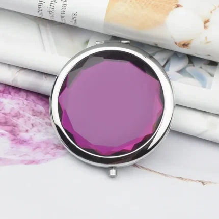 1Pc Folded Compact Mirrors Gold Silver Pocket Mirror Making Up for Personalized Gift Luxury Crystal Makeup Mirror Portable Round - Image 4