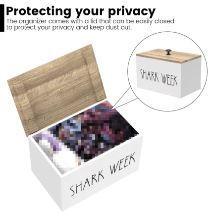 Fashionable Tampon Holder Wood Feminine Product Organizer Girl Stuff Box with Compartments Solid Tampon Holder for Women - Image 3