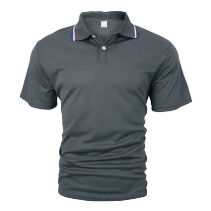 2-Piece Combination Suit Men's Casual Classic Pure Color Quick-Drying Short-Sleeved Polo Shirt - Image 6