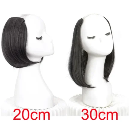 20/30cm Synthetic Short Straight Internal Buckle V-shaped Half Head 4Clips Hair Extension Invisible  Hairpiece for Women - Image 3