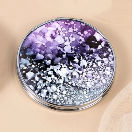 Stripe Pattern Vintage Hand Women Mini Compact Makeup Mirror Portable Green/Purple/Blue Bag Mirror - Image 10