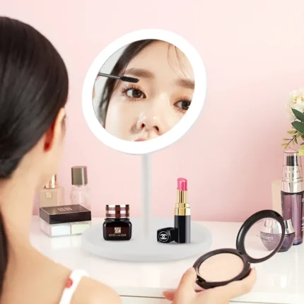 1200 mah LED Makeup Mirror 3 Color Light Adjustment  Light Up at a Touch Ultra Long Endurance Tray Storage Table Vanity Mirror - Image 5