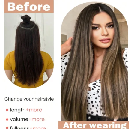 Clip In Hair Extensions Hair Extensions Thick Long Lace Weft Lightweight Synthetic Hairpieces For Women - Image 5