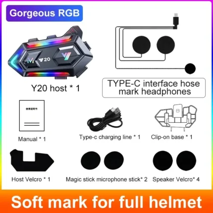 Y20 Bluetooth Motorcycle Helmet Headset Headphone Wireless Motorbike Handsfree Car Stereo Earphone Noise Reduction Speaker Kit - Image 8