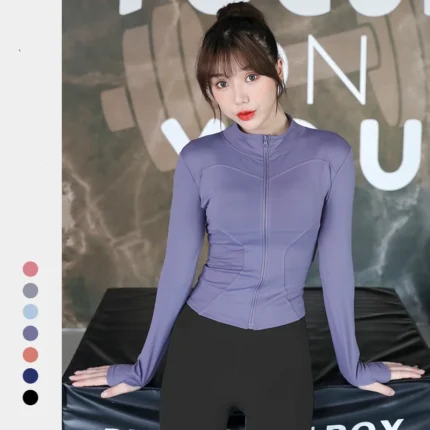 2024 Women Sport Jacket Zipper Yoga Coat Clothes Quick Dry Fitness Jacket Running Hoodies Thumb Hole Sportwear Gym Workout Top - Image 15