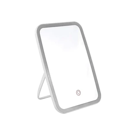 LED Makeup Mirror with Stand Desktop Folding Compact White Square Travel Cosmetic Mirror With Three Colours Light Can Choose - Image 7