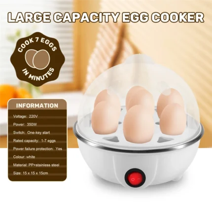Electric Boiled Egg Cooker Boiler Maker Rapid Heating Stainless Steel Steamer Pan Cooking Tool,White EU Plug - Image 4