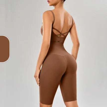 2024 New Yoga Shorts Suits Shockproof Cross back Fitness Bra High Waist Shorts Breathable Running Pilates Fitness Two Pieces Set - Image 9