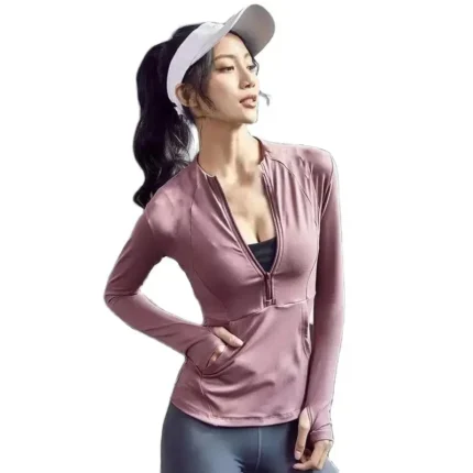 2024 Women Sport Jacket Zipper Yoga Coat Clothes Quick Dry Fitness Jacket Running Hoodies Thumb Hole Sportwear Gym Workout Top - Image 12