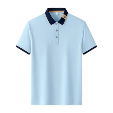 High end luxury brand men's short sleeved POLO shirt 2024 summer printed silk ice silk comfortable casual business T-shirt - Image 6