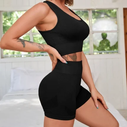 2025 Sexy Yoga Sport Set Women Seamless Crop Top Bra Shorts Yoga Set Comfort Elastic Sportsuit Workout Outfit Fitness Gym Clothe - Image 11