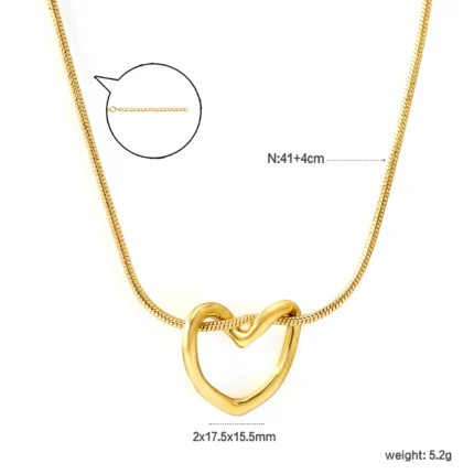 LUXUSTEEL Mini Cute Small Twist Heart Pendant Necklace Lover's Gift Stainless Steel Golden Plated Snake Chains Necklace Extender - Image 2