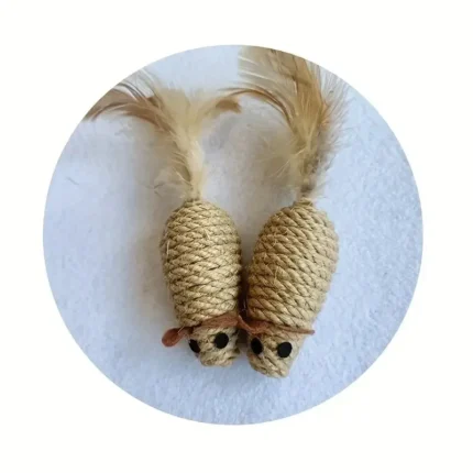 1/4pcs Sisal False Mouse Cat Toy Bite Resistance Stuffed Toy Interactive Cat Toy Simulation Mice Kitten Self-Playing Plush Toys - Image 8