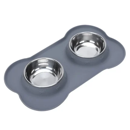 Anti-slip Double Dog Bowl With Silicone Mat Durable Stainless Steel Water Food Feeder Pet Feeding Drinking Bowls for Dogs Cats - Image 9