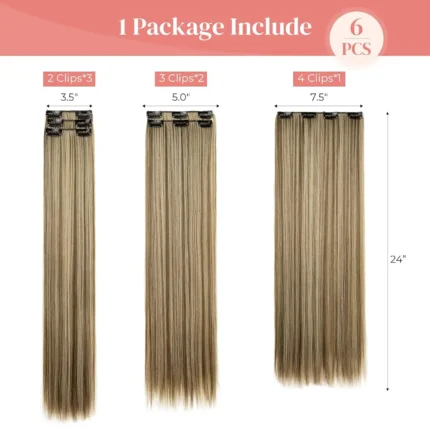 Clip In Hair Extensions Hair Extensions Thick Long Lace Weft Lightweight Synthetic Hairpieces For Women - Image 3