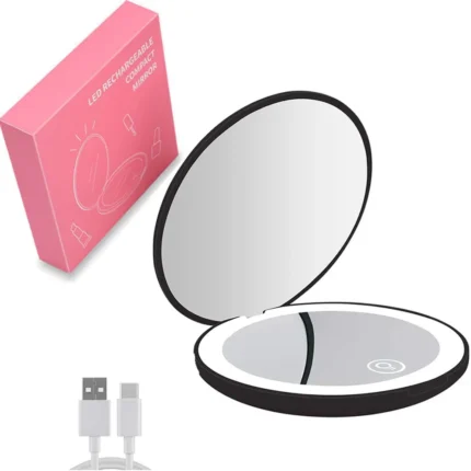 Mini Portable Folding Travel Mirror LED Light Makeup Mirror Compact Mirror 10X Magnification 2-sided Beauty Makeup Round Mirror - Image 8