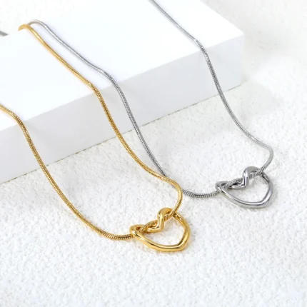 LUXUSTEEL Mini Cute Small Twist Heart Pendant Necklace Lover's Gift Stainless Steel Golden Plated Snake Chains Necklace Extender - Image 6