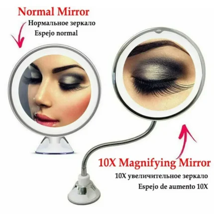 10x Magnifying Makeup Mirror 14 Led Lighted Flexible Mirrors Touch Screen Vanity Mirror Portable Dressing Table Cosmetic Mirrors - Image 5