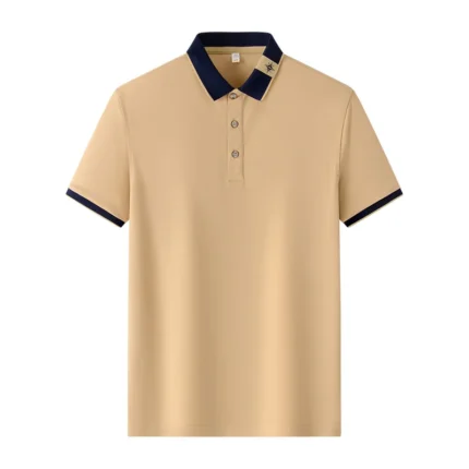 High end luxury brand men's short sleeved POLO shirt 2024 summer printed silk ice silk comfortable casual business T-shirt - Image 5