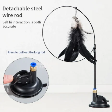 Cats Toys Feathers Wand Interactive Toy Kitten Toys with Super Suction Cup Detachable Feather Replacements Cat Accessories - Image 4