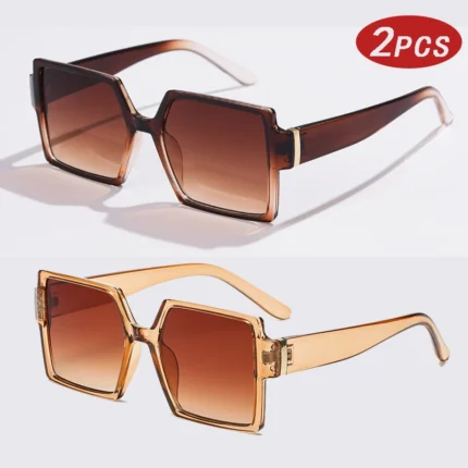 1/2pcs Vintage Large Frame Square Sunglasses Women Retro Brand Big Frame Female Sun Glasses Black Fashion Gradient Eyeglasses - Image 6