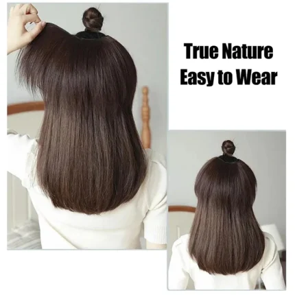 20/30cm Synthetic Short Straight Internal Buckle V-shaped Half Head 4Clips Hair Extension Invisible  Hairpiece for Women - Image 6