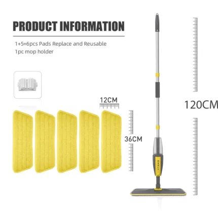 Magic Floor Cleaning Sweeper Brooms With Microfiber Pads 360° Rotation Flat Spray Floor Mop Broom For Cleaning Home Spin Mop - Image 10