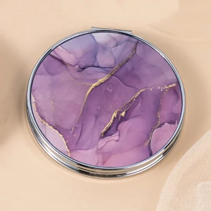 Stripe Pattern Vintage Hand Women Mini Compact Makeup Mirror Portable Green/Purple/Blue Bag Mirror - Image 13