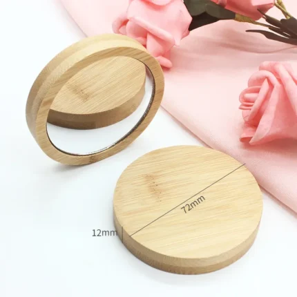 Wood Cosmetic Mirror Round Portable Mirrors Makeup Mirror Student Portable Makeup Small Princess Makeup Mirrors - Image 3