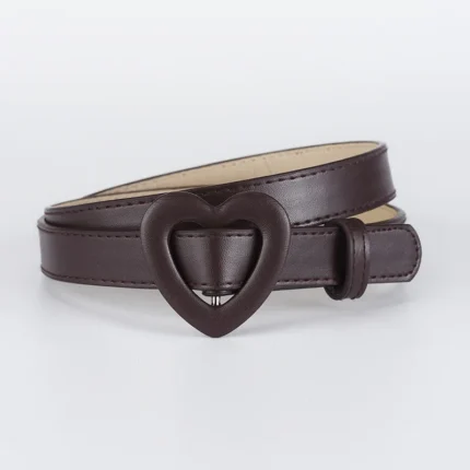New Love Heart Button PU Needle Buckle Thin Waist Belt with Casual Decoration Paired High-end Unisex Girls's Belts for Children - Image 8