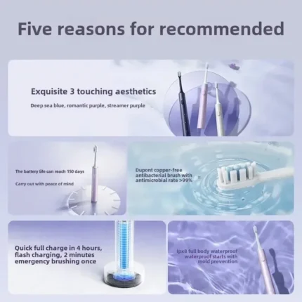 XIAOMI MIJIA T302 electric sonic toothbrush USB Charge Rechargeable For Adult Waterproof Electronic Whitening Teeth Tooth Brush - Image 5