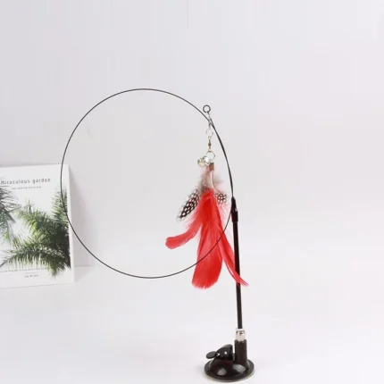 Funny Cat Toy Folorful Fluffy Feather With Bell Sucker Cat Stick Toy Kitten Play Interactive Detachable Teaser Wand Cat Supplies - Image 11