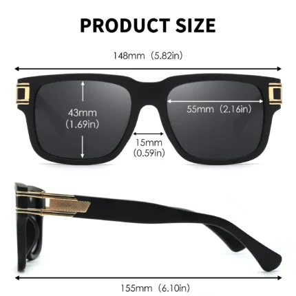 JIM HALO Polarized Sunglasses for Men Women, Classic Retro Square Sun Glasses for Driving Fishing UV400 Protection - Image 5