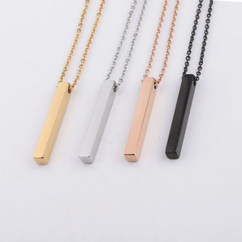 S42ca09fa79314f70a002fb8158d35ba3d.webp New Vertical Square Bar Pendant Charm Necklace for Women Men Stainless Steel Simple Geometric Neck Chain Jewelry Gift Кольца - Image 1