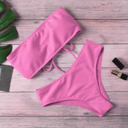 Sexy Bikinis Solid Push Up Bikini Hot Sale Padded Bra Straps High Waist Swimsuit Female Swimwear Women Biquini For Ladies 2024 - Image 3